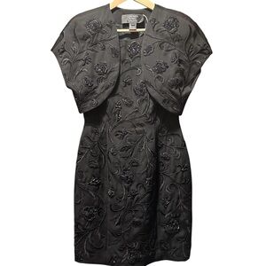 EUC Carmen Marc Valvo Black Beaded Cocktail Dress